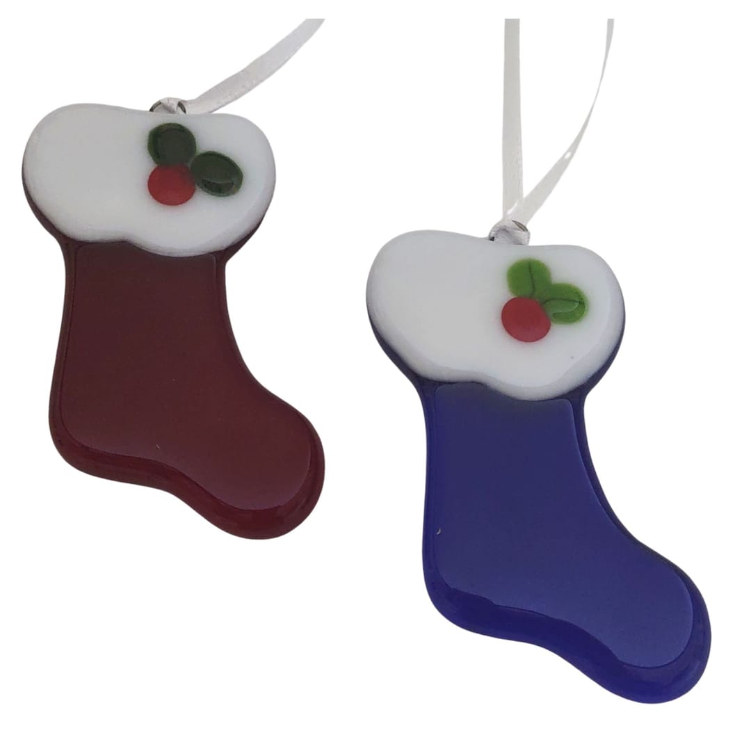 Christmas Stocking Tree Ornament Red Stocking Ornament Blue Etsy