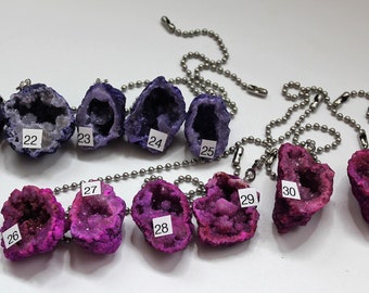 Amethyst Crystal Geode Light Pull Fan Pull Pair