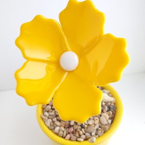 Fused Glass Hibiscus Flower Plant Stake, Yellow Hibiscus, Garden Art, Mother&#39;s Day Gift, Gardner Gift