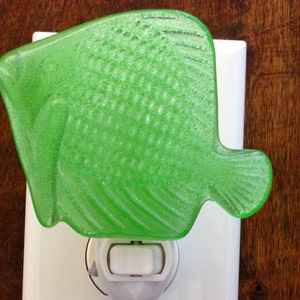 Citron Green Tropical Fish Night Light, Fishy Nightlight, Green Night Light, Glass Night Light, Sea Night Light, Fused Glass Night Light image 5