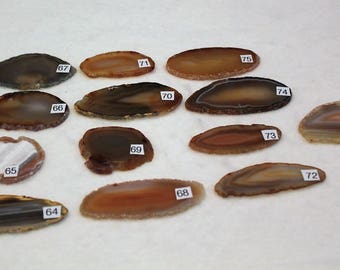 Natural Agate Drawer Pulls, Sliced Agate, Agate Pulls, Dresser Pulls, Brown Agate Knobs,  Agate Pulls, Knobs Natural 64-76