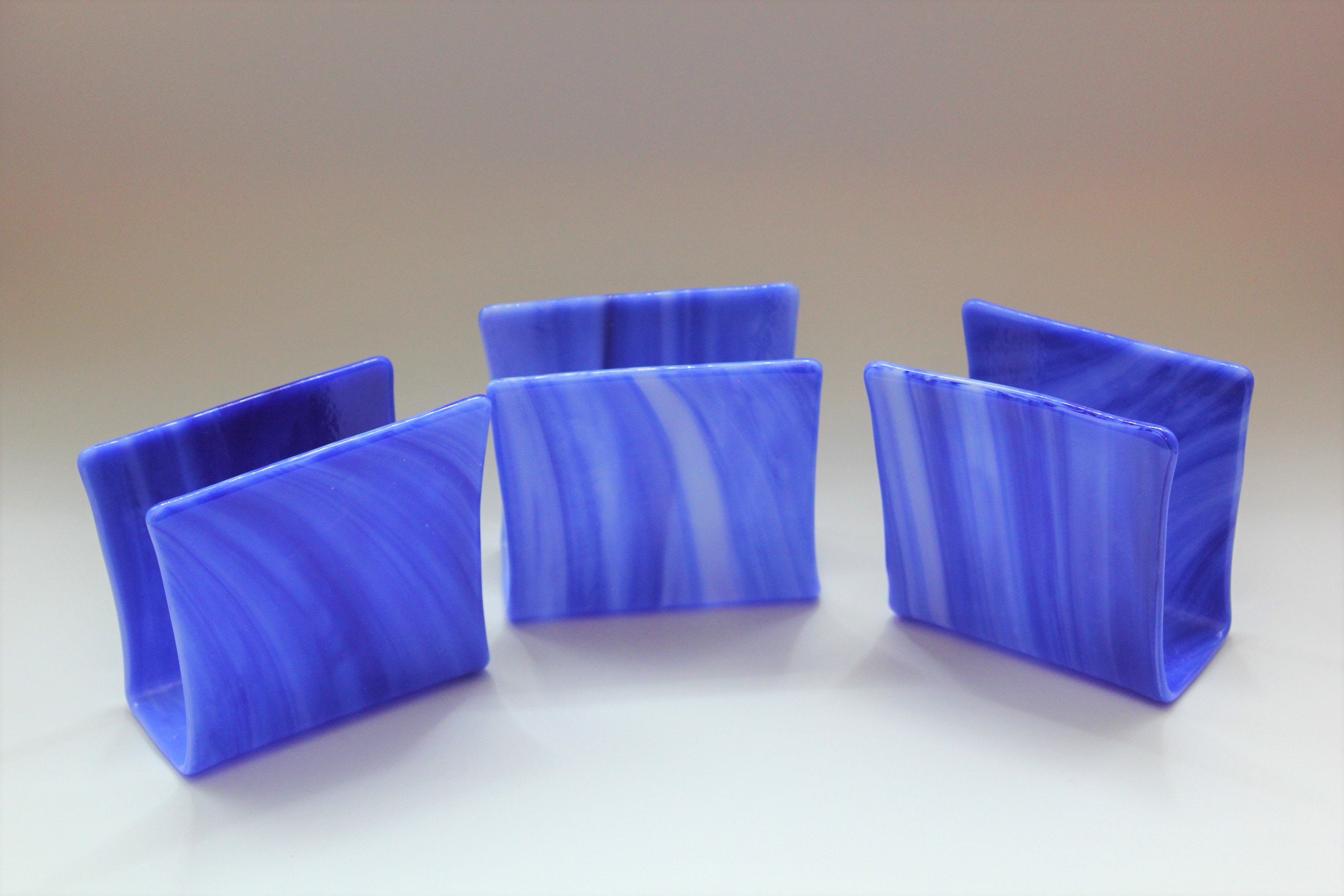 Blue and White Swirl Fused Glass Napkin Holder Kitchen Sponge Etsy