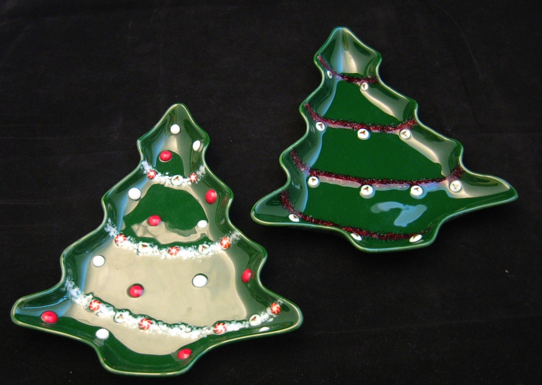 Glass Christmas Tree Plate, Christmas Plate, Santa Plate, Cookie