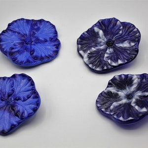 Hibiscus Plant Stake, Blue and White Flower, Blue Flower, Fused Glass Hibiscus Flower, Plant Stake, Garden Art, Gift, Gift for Gardener