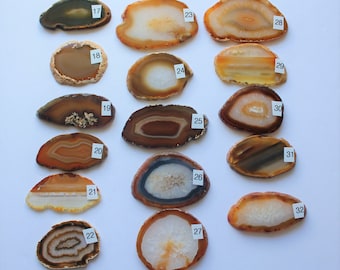 Natural Agate Drawer Pulls, Sliced Agate, Agate Pulls, Dresser Pulls, Brown Agate Knobs,  Agate Pulls, Knobs Natural 17-32