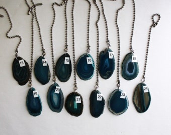 Turquoise Agate Fan Pulls, Sliced Blue Agate Fan Pull, Stone Light Pull, Ceiling Fan Pull, Agate, Light Pull Chain, Blue Agate, GroupB13-24