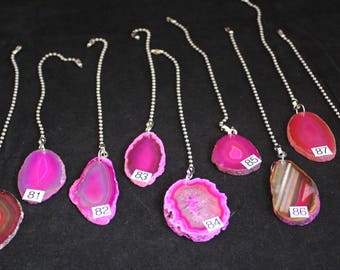 Pink Agate Fan Pull, Stone Light Pull, Ceiling Fan Pull, Agate, Light Pull Chain, Pink Agate 79-88
