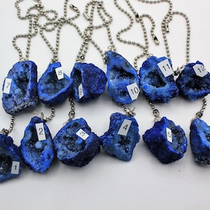 Blue Geode Agate Fan Pull, Stone Light Pull, Half Geode, Ceiling Fan Pull, Agate, Light Pull Chain, Blue, Agate Blue 1-12