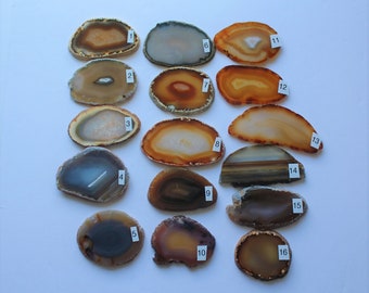 Natural Agate Drawer Pulls, Sliced Agate, Agate Pulls, Dresser Pulls, Brown Agate Knobs,  Agate Pulls, Knobs Natural 1-16