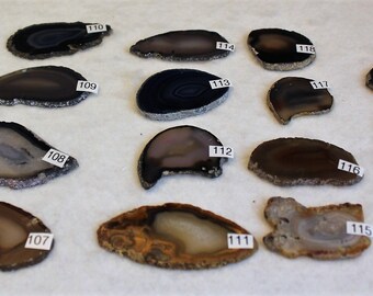 Natural Agate Drawer Pulls, Sliced Agate, Agate Pulls, Dresser Pulls, Brown Agate Knobs,  Agate Pulls, Knobs Natural 107-120