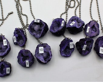 Amethyst Crystal Geode Light Pull Fan Pull Pair