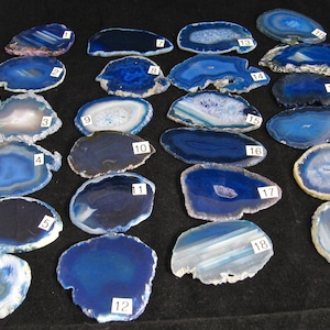 Blue Agate Drawer Pulls, Sliced Agate, Agate Pulls, Dresser Pulls, Blue and White Agate Knobs,  Agate Pulls, Knobs Blue 1-24