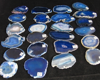 Blue Agate Drawer Pulls, Sliced Agate, Agate Pulls, Dresser Pulls, Blue and White Agate Knobs,  Agate Pulls, Knobs Blue 1-24