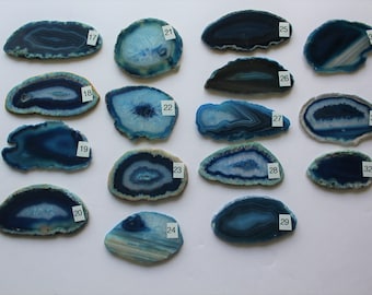 Blue Sliced Agate Drawer Pulls, Sliced Agate, Agate Pulls, Dresser Pulls, Blue and White Agate Knobs,  Agate Pulls, Knobs Blue 17-32