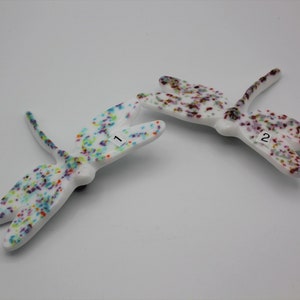 Glass Dragonfly Plant Stake, White Dragonfly, Multi Color Dragonfly, Garden Art, Plant Stake, Gift, Garden Decor, Dragonfly Garden, 1-2