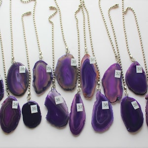 Sliced Agate Fan Pull, Purple Agate Fan Pull, Stone Light Pull, Ceiling Fan Pull, Agate, Light Pull Chain, Purple Agate, Purple GroupA 27-40