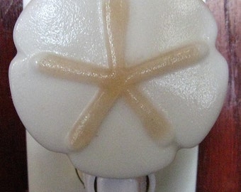 Fused Glass Sand-Dollar Nightlight, Sea Shell Night Light, Child&#39;s Room Night light, Bathroom Night Light, Bedroom Light, Shell Light, Gift