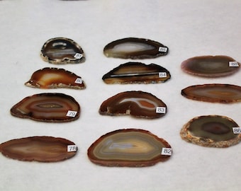 Natural Agate Drawer Pulls, Sliced Agate, Agate Pulls, Dresser Pulls, Brown Agate Knobs,  Agate Pulls, Knobs Natural 78-88