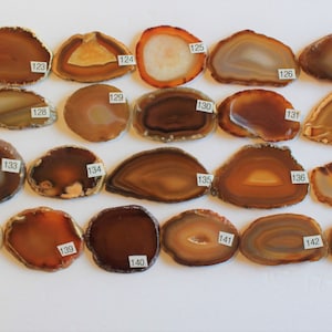 Natural Agate Drawer Pulls, Sliced Agate, Agate Pulls, Dresser Pulls, Brown Agate Knobs,  Agate Pulls, Knobs Natural 123-143