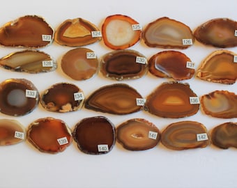 Natural Agate Drawer Pulls, Sliced Agate, Agate Pulls, Dresser Pulls, Brown Agate Knobs,  Agate Pulls, Knobs Natural 123-143