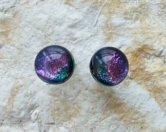 Stunning Dichroic Fused Glass Post Earring