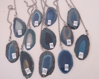 Turquoise Agate Fan Pulls, Sliced Blue Agate Fan Pull, Stone Light Pull, Ceiling Fan Pull, Agate, Light Pull Chain, Blue Agate, GroupE13-24