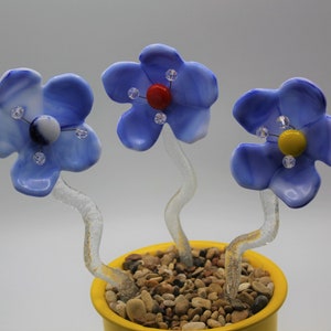 Glass Hibiscus Flower, Glass Plant Stake,  Blue Flower Plant Stake, Garden Art, Gift, Yard Art, Decor, Indoor Plant Stake