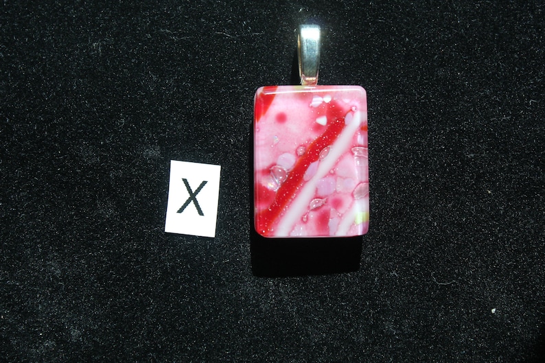 Glass Pendant Teachers Gift Stocking Stuffer Red and Pink Necklace Gift Fused Glass Pendant with Ball Chain Gift for Mom