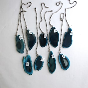 Turquoise Agate Fan Pulls, Sliced Blue Agate Fan Pull, Stone Light Pull, Ceiling Fan Pull, Agate, Light Pull Chain, Blue Agate, GroupB 25-33
