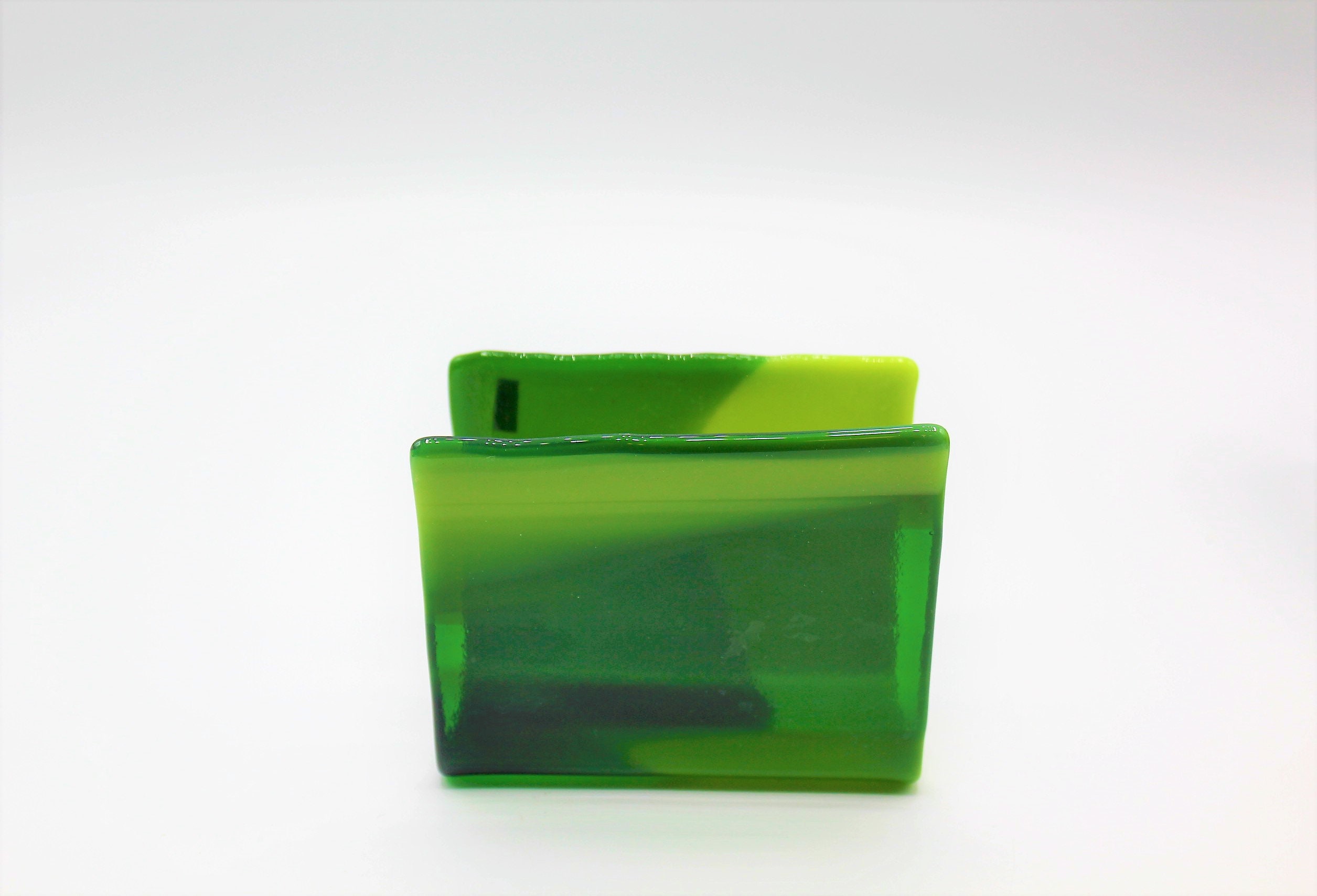 Green Fused Glass Napkin Holder Rolled Edge Glass Apple Etsy
