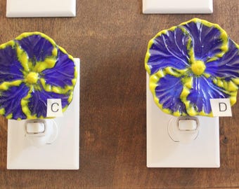 Blue and Yellow Hibiscus, Casted Fused Glass Hibiscus Nightlight, Flower Nightlight, Hibiscus Flower, Blue and  Yellow Hibiscus