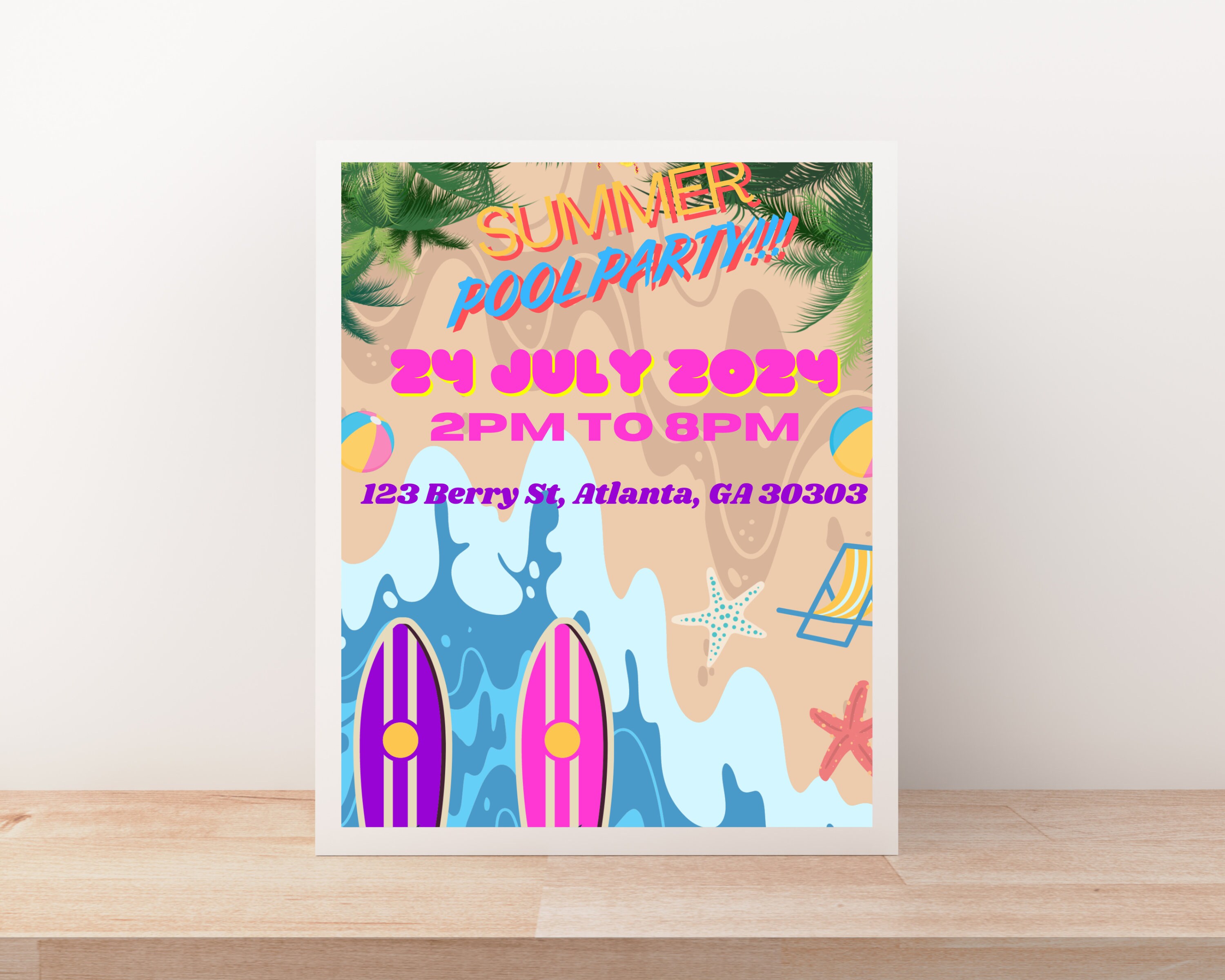 Pool Party Editable Template Summer Pool Party Template Beach Party