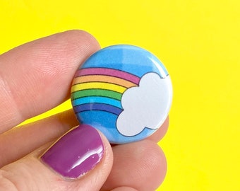 Rainbow 1-inch Pinback Button or Magnet, The End of The Rainbow... or The Beginning?, Rainbow and Cloud