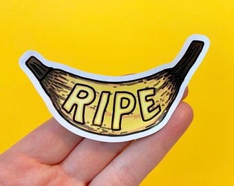 Ripe Banana Sticker, Waterproof Removable Vinyl, Weird Art Stickers