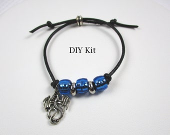 Easy Beaded Dragon bracelet kit, do it yourself jewelry making for children and beginners. Kit includes supplies to make this bracelet.