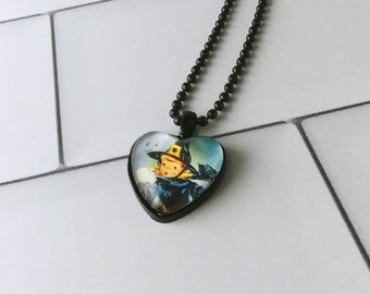 Little Witch heart pendant necklace for Halloween