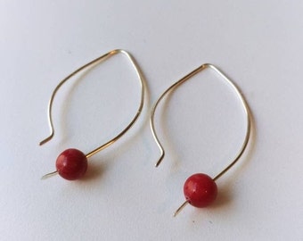 Simple Elegance in red jade, simple sterling earrings with jade pearls to dress up any outfit