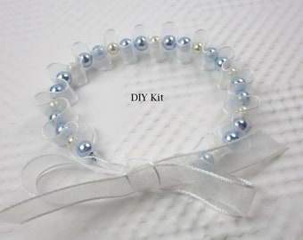 Bow bracelet DIY kit for making a beautiful beaded bracelet. Kit is for beginners age 8 and up and contains supplies for 1 bracelet