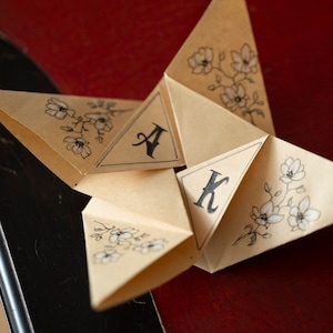 Dibujado a mano, Invitación de boda, Nota de amor victoriana, Personalizado, Origami, Romántico, Monedero rompecabezas, Invitación, Tarjetas de felicitación, San Valentín