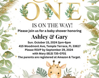 Paquete de invitaciones para baby shower con animales de la selva
