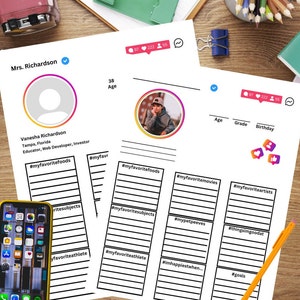 All About Me Middle & High School Edition-Instagram profile get to know me activity. Perfect for a first day of school icebreaker!