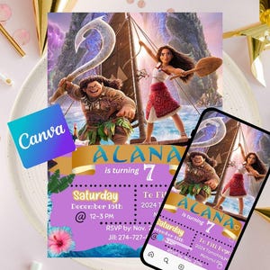 Moana Birthday Party Invitation Editable
