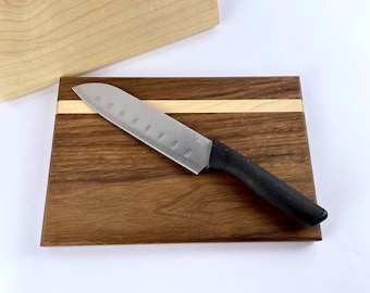 Wood Cutting Board, Walnut or Maple Cutting Board with Accent Stripe, Kitchen Prep Board, Small to Large Serving Board