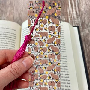 Capybara Bookmark with Tassel | Funny Animal Bookmark for Readers | Laser Cut Clear Flex Book Lover Gift