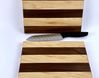 Wedding Gift Cutting Board, Gift for Couple, Walnut Maple Wood Cutting Board, Bridal Shower Gift, Kitchen Prep and Serving Board