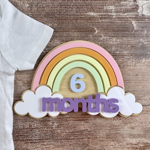 Panneau arc-en-ciel pour bébé - accessoire photo mensuel pour nouveau-né - chiffres interchangeables en acrylique - cadeau de baby shower - décoration de chambre d'enfant