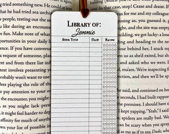 Personalized Reading Log Bookmark: Book Lover Gift