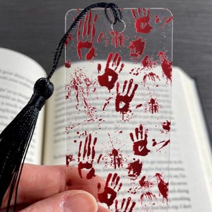 Bloody Handprint Bookmark: Creepy Gift for Mystery & Thriller Readers