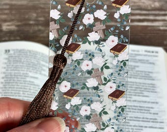 Floral Christian Bookmark for Women, Meaningful Bible Study Gift or Religious Stocking Stuffer for Readers of Faith