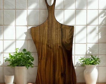 Tabla de cortar de madera con mango, tabla de cortar de madera maciza, tabla para embutidos, bandeja para servir, tabla de preparación de cocina, nogal, arce y cerezo.